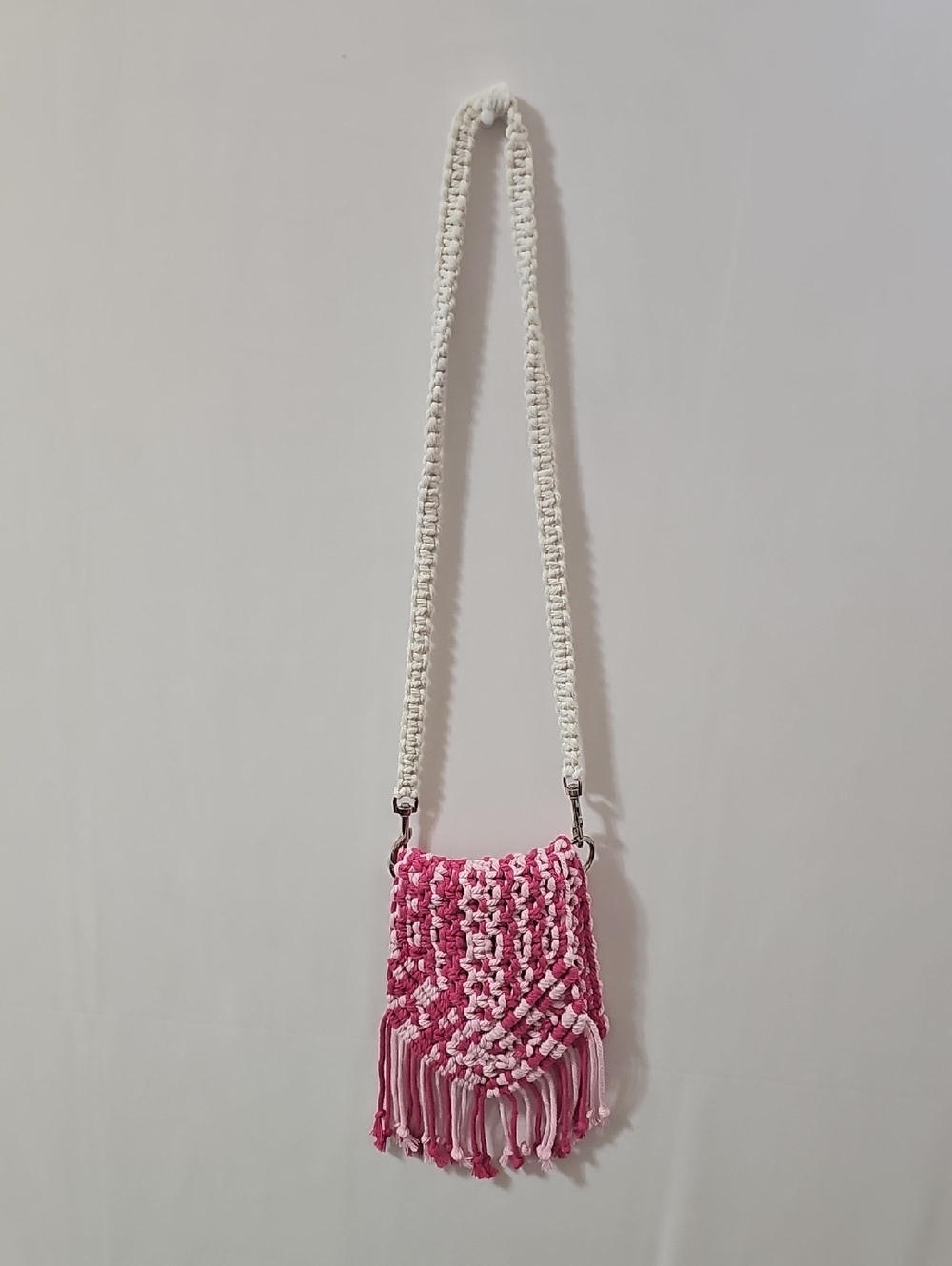 Handwoven Pink Fringe Crossbody Bag - Unbranded